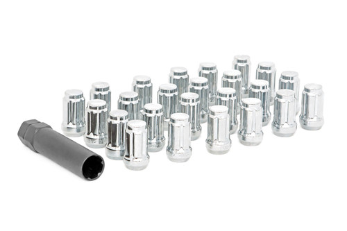 Rough Country Bronco/Ranger M12 x 1.5 24pc Spline Lug Nut Set - Chrome/Closed (2019-2026)