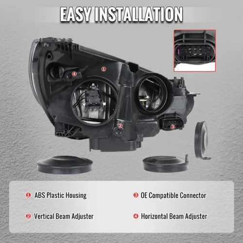 Spec-D Focus Factory Style Headlights - Matte Black Housing, Clear Lens (2015-2018)
