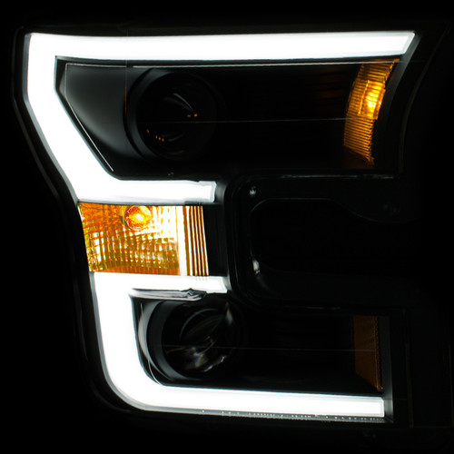 Anzo F-150 Projector Headlights w/ Plank Style Design - Black w/ Amber (2015-2017)