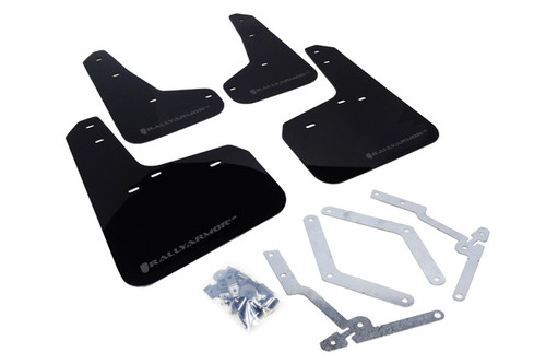 Rally Armor Focus ST/RS Mud Flap Set Black w/ Grey Logo Set (2012-2018)