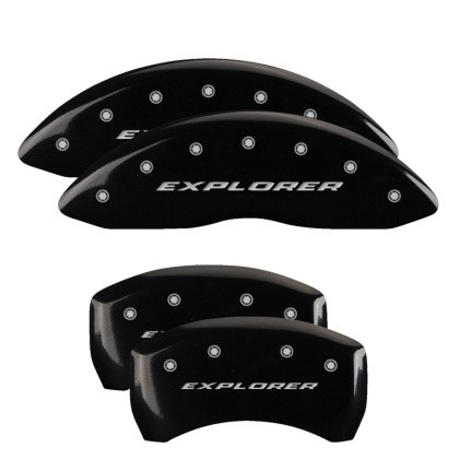 MGP Explorer Caliper Covers Front & Rear Engraved Black Finish w/ Silver Lettering - Explorer Logo (2011-2019)