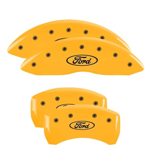 MGP Explorer Caliper Covers Front & Rear Logo Yellow Finish w/ Black Lettering (2011-2019)