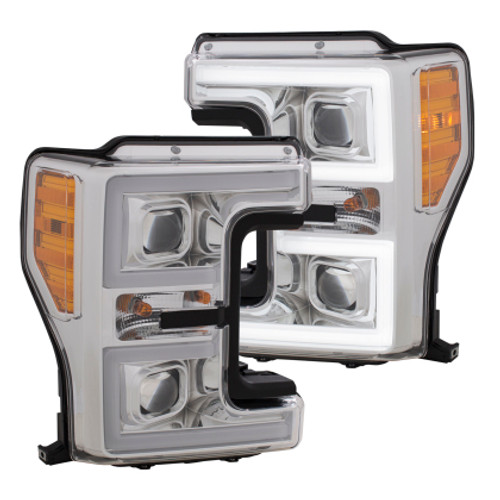 Anzo F-250/F-350 Plank Style LED Headlights Chrome Pair (2017-2019)