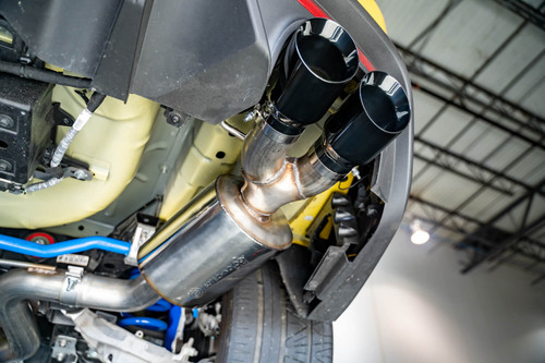 AWE Mustang GT Touring Edition Cat-Back Exhaust - Quad Diamond Black Tips (2018-2023)