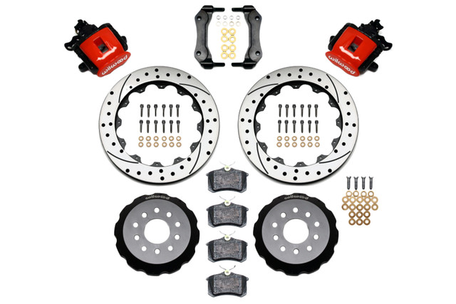 Wilwood Mustang 12.88" Rear Combination Parking Brake Kit - Red Caliper w/ Drilled Rotor (1994-2004) - Image Wilwood Mustang 12.88" Rear Combination Parking Brake Kit - Red Caliper w/ Drilled Rotor (1994-2004) - Image