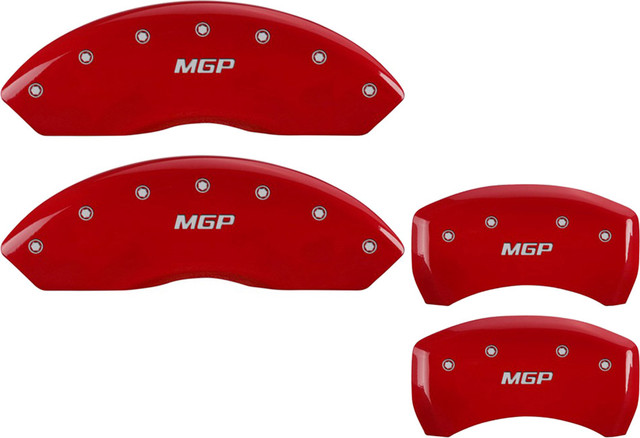 MGP Mustang GT/Bullitt/V6 Caliper Covers - Red w/ MGP Logo - Front & Rear (2005-2010) - Image MGP Mustang GT/Bullitt/V6 Caliper Covers - Red w/ MGP Logo - Front & Rear (2005-2010) - Image