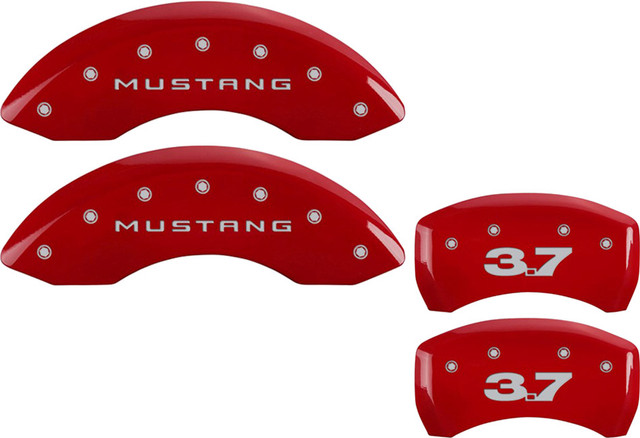 MGP Mustang V6 Caliper Covers - Red w/ 3.7 Logo - Front & Rear (2011-2014) - Image MGP Mustang V6 Caliper Covers - Red w/ 3.7 Logo - Front & Rear (2011-2014) - Image