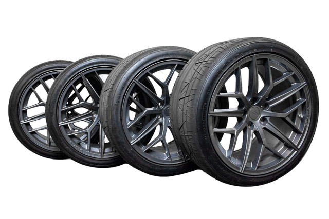 Steeda Mustang Trident Gloss Titanium Square Wheel & Tire Package - 19x10 (2005-2026) - Image Steeda Mustang Trident Gloss Titanium Square Wheel & Tire Package - 19x10 (2005-2026) - Image