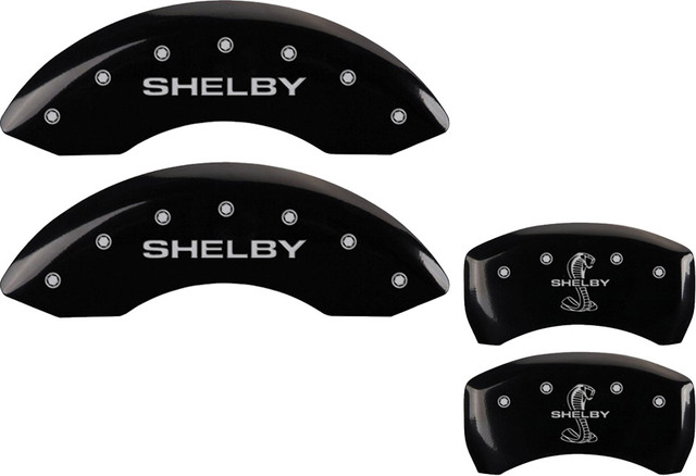 MGP Mustang GT/V6 Caliper Covers - Glossy Black w/ Shelby Snake Logo - Front & Rear (2011-2014) - Image MGP Mustang GT/V6 Caliper Covers - Glossy Black w/ Shelby Snake Logo - Front & Rear (2011-2014) - Image