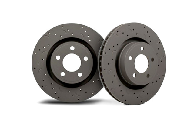 Hawk Mustang GT/V6 Talon Drilled & Slotted Front Brake Rotor - Pair (2005-2011) - Image Hawk Mustang GT/V6 Talon Drilled & Slotted Front Brake Rotor - Pair (2005-2011) - Image