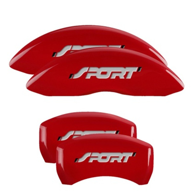 MGP Explorer Caliper Covers Front & Rear Engraved Red Finish w/ Silver Lettering (2011-2019) - Image