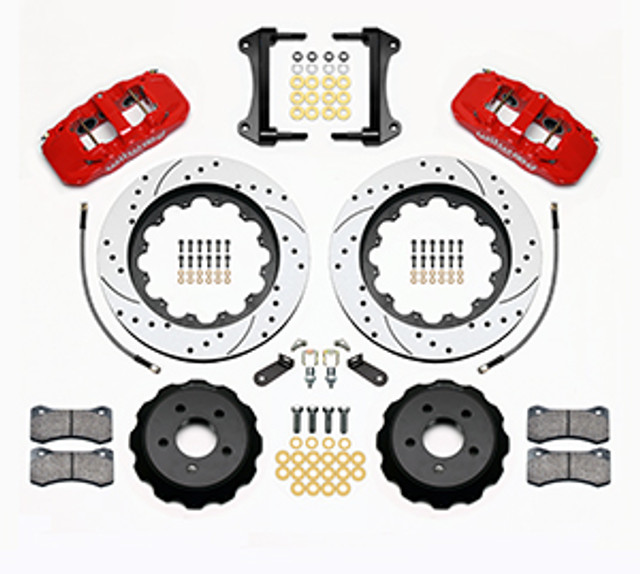 Wilwood Mustang AERO6 Street Front Big Brake Kit - 15" Slotted Rotors Red 6 Piston Calipers (2015-2023) - Image Wilwood Mustang AERO6 Street Front Big Brake Kit - 15" Slotted Rotors Red 6 Piston Calipers (2015-2023) - Image