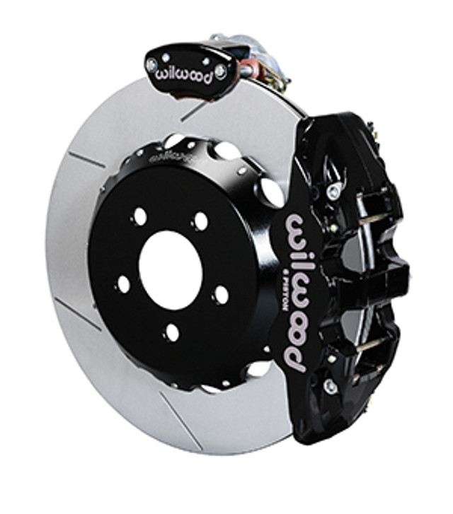 Wilwood Mustang AERO4-MC4 Street Rear Parking Brake Kit - 14" Slotted Rotors Black 4 Piston Calipers (2015-2023) - Image Wilwood Mustang AERO4-MC4 Street Rear Parking Brake Kit - 14" Slotted Rotors Black 4 Piston Calipers (2015-2023) - Image