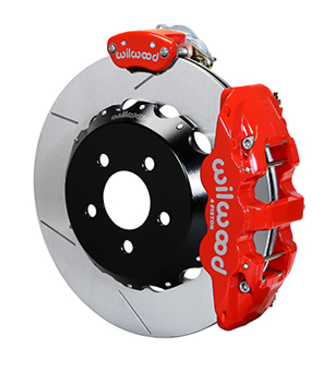 Wilwood Mustang AERO4-MC4 Street Rear Parking Brake Kit - 14" Slotted Rotors Red 4 Piston Calipers (2015-2023) - Image Wilwood Mustang AERO4-MC4 Street Rear Parking Brake Kit - 14" Slotted Rotors Red 4 Piston Calipers (2015-2023) - Image