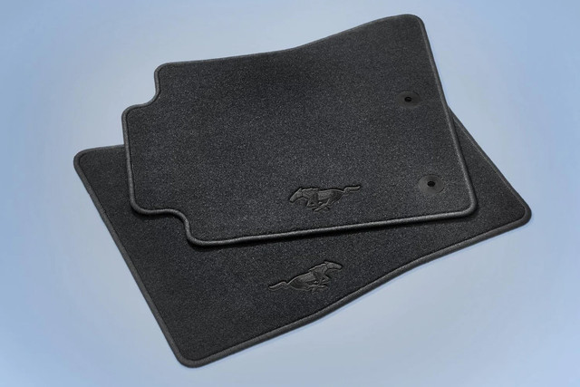 Mustang Front Carpet Floor Mats - Black Pony Logo (2015-2026) - Image