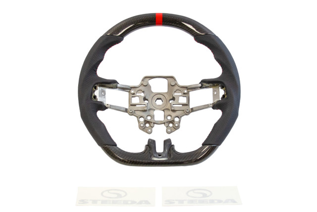 Steeda Mustang Carbon Fiber/Leather Steering Wheel - Red Stitching/Red Sightline (2018-2023) - Image Steeda Mustang Carbon Fiber/Leather Steering Wheel - Red Stitching/Red Sightline (2018-2023) - Image