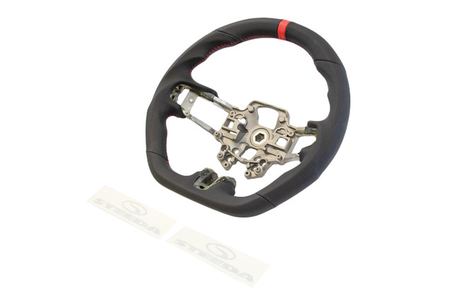 Steeda Mustang Black Perforated Leather Steering Wheel - Red Accents (2018-2023) - Image Steeda Mustang Black Perforated Leather Steering Wheel - Red Accents (2018-2023) - Image