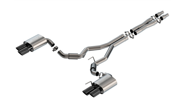 Borla Mustang GT S-Type Cat-Back Exhaust - Quad Black Chrome Tips (2024-2026) - Image Borla Mustang GT S-Type Cat-Back Exhaust - Quad Black Chrome Tips (2024-2026) - Image
