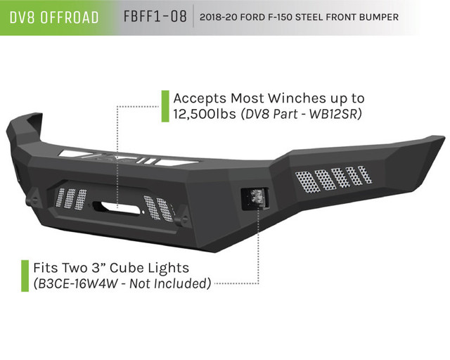 DV8 Offroad F-150 Front Bumper w/ Light Holes (2018-2020) - Image
