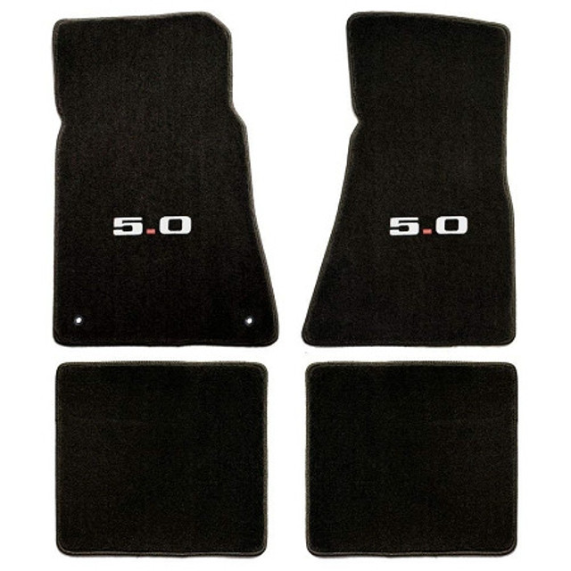ACC Mats Mustang Black Cutpile Floor Mats w/ 5.0 Logo (1979-1993) - Image