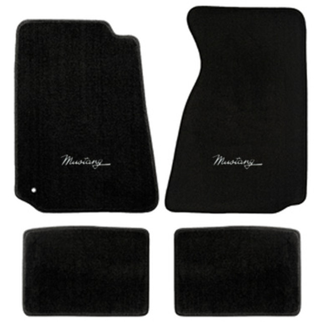 ACC Mats Mustang Black Cutpile Floor Mats - Silver Mustang Script (1994-2004) - Image ACC Mats Mustang Black Cutpile Floor Mats - Silver Mustang Script (1994-2004) - Image
