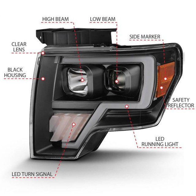 Anzo F-150 Projector Light Bar G4 Headlight Black Amber (2009-2014) - Image Anzo F-150 Projector Light Bar G4 Headlight Black Amber (2009-2014) - Image