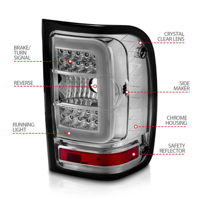 Anzo Ranger LED Tail Lights w/ Light Bar Chrome Housing Clear Lens (2001-2011) - Image Anzo Ranger LED Tail Lights w/ Light Bar Chrome Housing Clear Lens (2001-2011) - Image