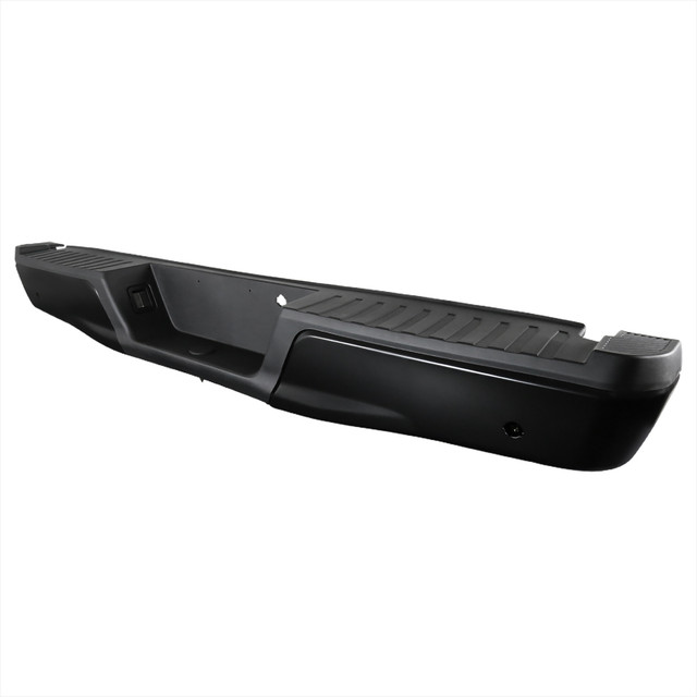 Spec-D Tuning F-150 Sainless Steel Rear Bumper w/ Liscense Lamps & Parking Sensor Holes - Black (2015-2017) - Image