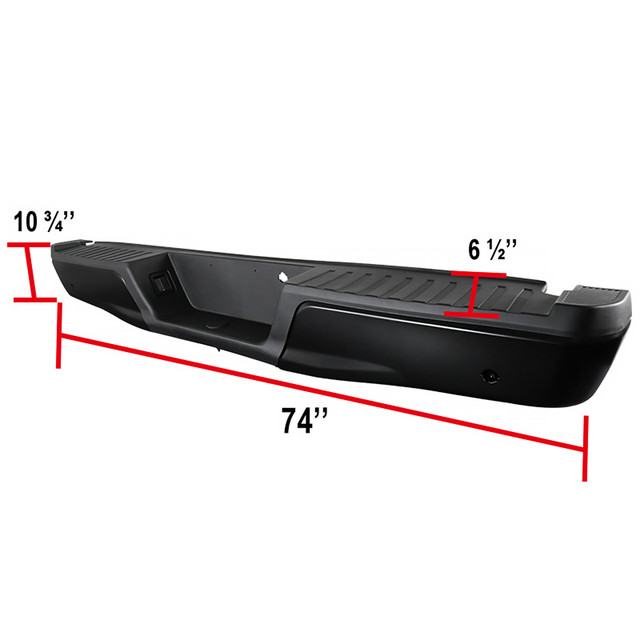 Spec-D Tuning F-150 Sainless Steel Rear Bumper w/ Liscense Lamps & Parking Sensor Holes - Black (2015-2017) - Image