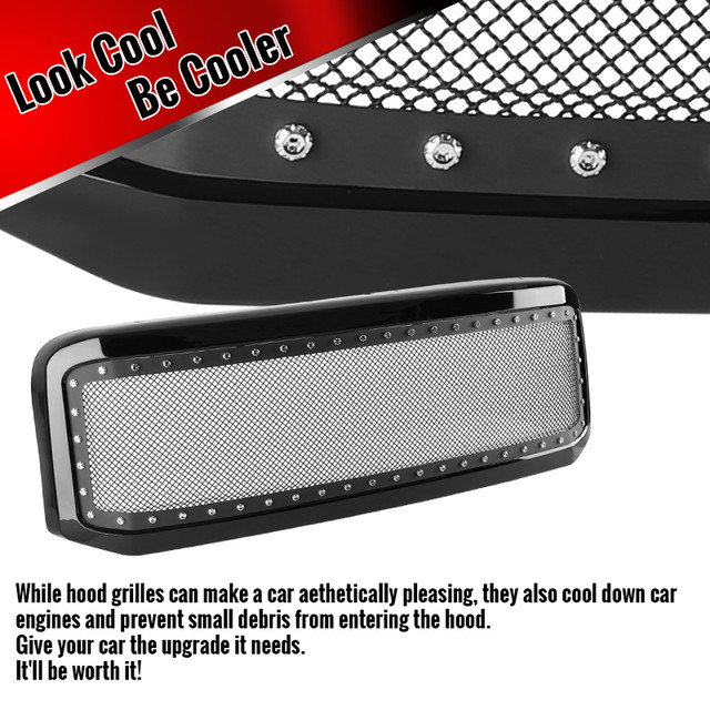 Spec-D Tuning F-250 Rivet Style Stainless Steel Mesh Front Grille - Black (2005-2007) - Image Spec-D Tuning F-250 Rivet Style Stainless Steel Mesh Front Grille - Black (2005-2007) - Image