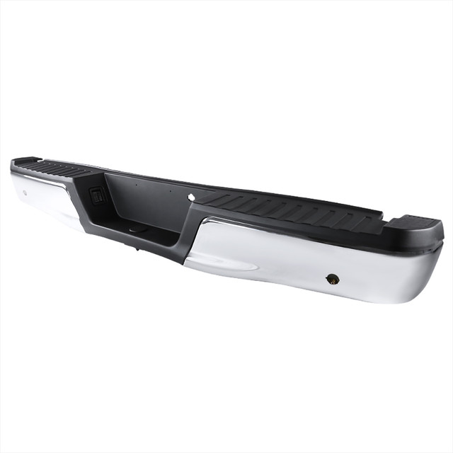 Spec-D Tuning F-150 Sainless Steel Rear Bumper w/ Liscense Lamps & Parking Sensor Holes - Chrome (2015-2017) - Image
