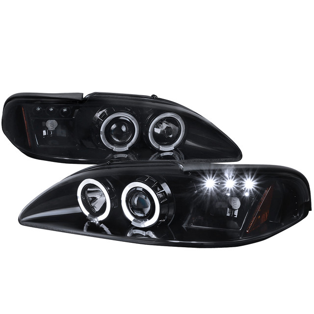 Spec-D Tuning Mustang Dual Halo V2 Projector Headlights - Gloss Black Housing, Smoked Lens (1994-1998) - Image Spec-D Tuning Mustang Dual Halo V2 Projector Headlights - Gloss Black Housing, Smoked Lens (1994-1998) - Image