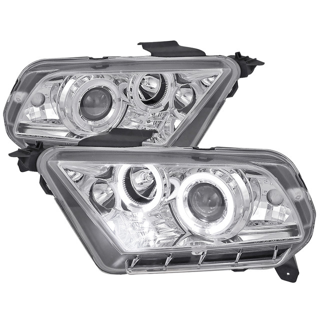 Spec-D Tuning Mustang Dual Halo Projector Headlights - Chrome Housing, Clear Lens (2010-2014) - Image Spec-D Tuning Mustang Dual Halo Projector Headlights - Chrome Housing, Clear Lens (2010-2014) - Image
