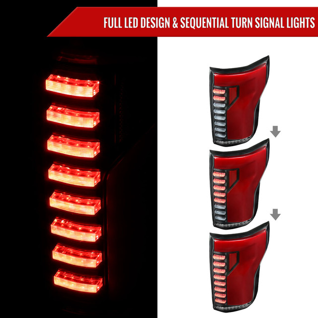WOLFX LED Tail Lights For 2009-2014 Ford F-150 STX XL XLT – Sequential Turn Signals, Chrome Housing