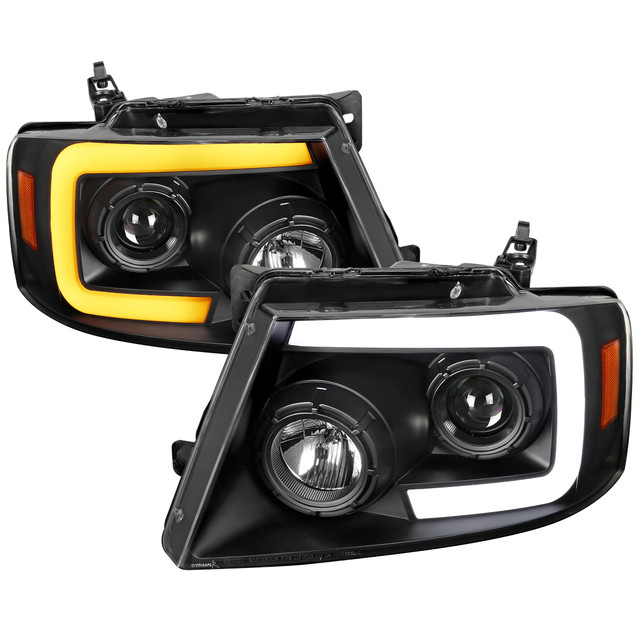 Spec-D Tuning F-150 Projector Headlights w/ Switchback Sequential LED C-Bars - Matte Black Housing, Clear Lens (2004-2008) - Image Spec-D Tuning F-150 Projector Headlights w/ Switchback Sequential LED C-Bars - Matte Black Housing, Clear Lens (2004-2008) - Image
