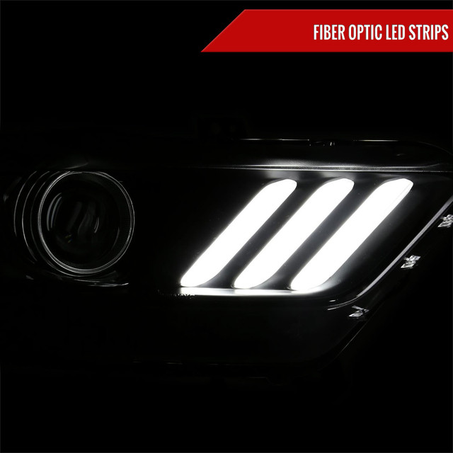 Spec-D Tuning Mustang Xenon HID Projector Passenger Side Headlight w/ LED Bars - Matte Black Housing, Clear Lens (2015-2017) - Image Spec-D Tuning Mustang Xenon HID Projector Passenger Side Headlight w/ LED Bars - Matte Black Housing, Clear Lens (2015-2017) - Image