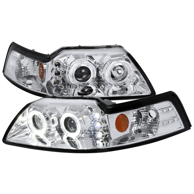 Spec-D Tuning Mustang Dual Halo V2 Projector Headlights - Chrome Housing, Clear Lens (1999-2004) - Image Spec-D Tuning Mustang Dual Halo V2 Projector Headlights - Chrome Housing, Clear Lens (1999-2004) - Image