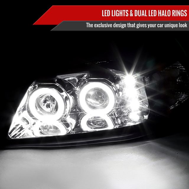 Spec-D Tuning Mustang Dual Halo V2 Projector Headlights - Chrome Housing, Clear Lens (1999-2004) - Image Spec-D Tuning Mustang Dual Halo V2 Projector Headlights - Chrome Housing, Clear Lens (1999-2004) - Image
