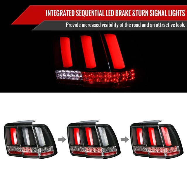 Spec-D Tuning Mustang Sequential LED Tail Lights - Matte Black Housing, Clear Lens (1999-2004) - Image Spec-D Tuning Mustang Sequential LED Tail Lights - Matte Black Housing, Clear Lens (1999-2004) - Image