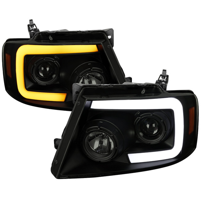 Spec-D Tuning F-150 Projector Headlights w/ Switchback Sequential LED C-Bars - Black Housing, Smoked Lens (2004-2008) - Image Spec-D Tuning F-150 Projector Headlights w/ Switchback Sequential LED C-Bars - Black Housing, Smoked Lens (2004-2008) - Image