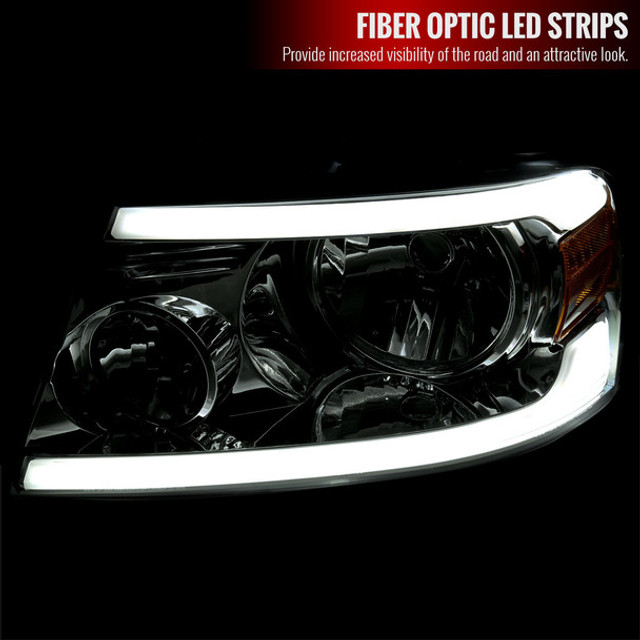 Spec-D Tuning F-150 Factory Style Headlights w/ LED Bars - Chrome Housing, Smoked Lens (2004-2008) - Image Spec-D Tuning F-150 Factory Style Headlights w/ LED Bars - Chrome Housing, Smoked Lens (2004-2008) - Image