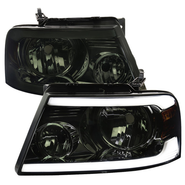 Spec-D Tuning F-150 Factory Style Headlights w/ LED Bars - Chrome Housing, Smoked Lens (2004-2008) - Image Spec-D Tuning F-150 Factory Style Headlights w/ LED Bars - Chrome Housing, Smoked Lens (2004-2008) - Image