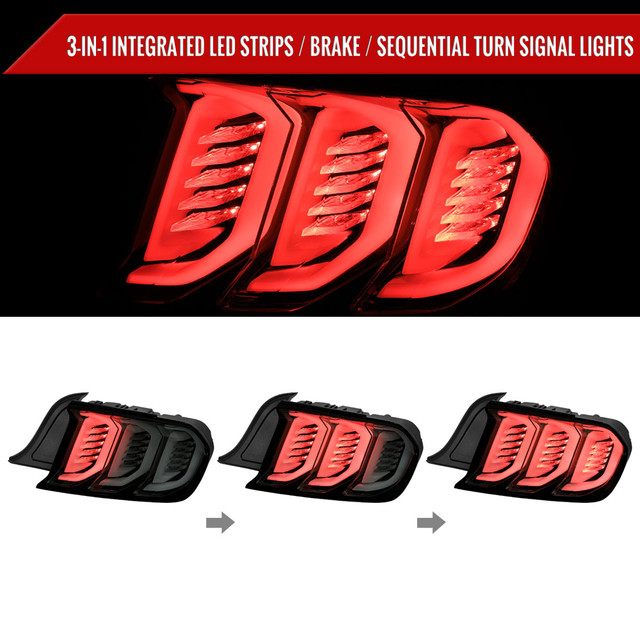 Spec-D Tuning Mustang Sequential LED Tail Lights - Gloss Black Housing, Smoked Lens (2015-2023) - Image Spec-D Tuning Mustang Sequential LED Tail Lights - Gloss Black Housing, Smoked Lens (2015-2023) - Image