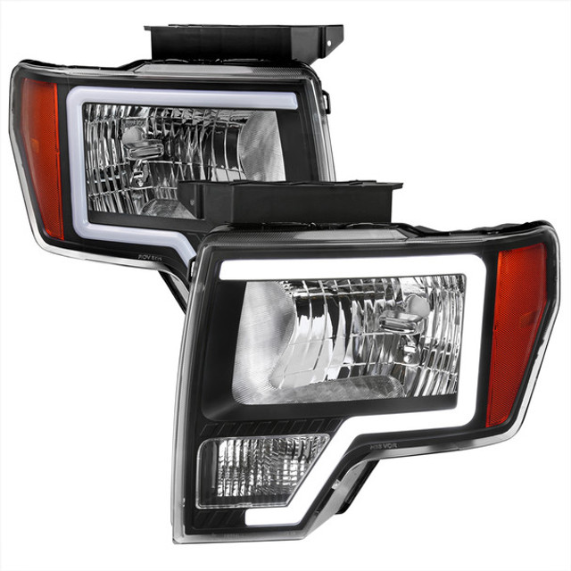 Spec-D Tuning F-150 Factory Style Headlights w/ LED Bars - Matte Black Housing, Clear Lens (2009-2014) - Image Spec-D Tuning F-150 Factory Style Headlights w/ LED Bars - Matte Black Housing, Clear Lens (2009-2014) - Image