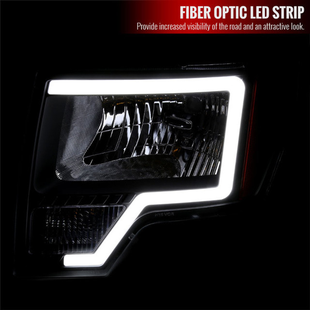 Spec-D Tuning F-150 Factory Style Headlights w/ LED Bars - Matte Black Housing, Clear Lens (2009-2014) - Image Spec-D Tuning F-150 Factory Style Headlights w/ LED Bars - Matte Black Housing, Clear Lens (2009-2014) - Image