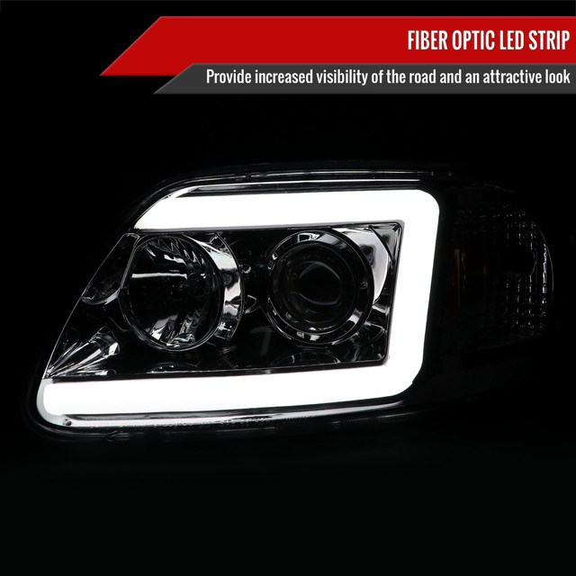 Spec-D Tuning F-150 Projector Headlights w/ LED C-Bars - Chrome Housing, Clear Lens (1997-2003) - Image Spec-D Tuning F-150 Projector Headlights w/ LED C-Bars - Chrome Housing, Clear Lens (1997-2003) - Image