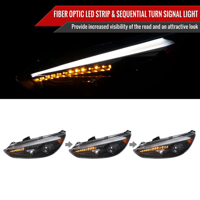 Anzo 121198 Focus Projector Headlights w/ Halo - Black (05-07)