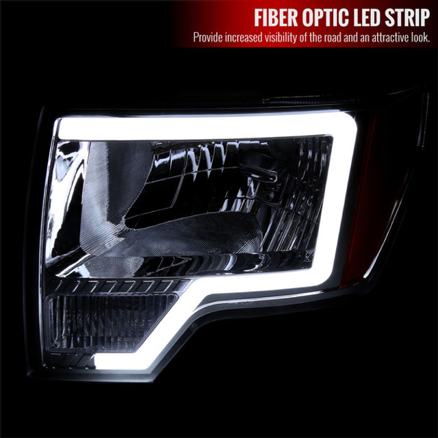 Spec-D Tuning F-150 Factory Style Headlights w/ LED Bars - Chrome Housing, Clear Lens (2009-2014) - Image Spec-D Tuning F-150 Factory Style Headlights w/ LED Bars - Chrome Housing, Clear Lens (2009-2014) - Image