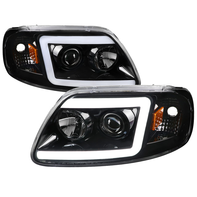 Spec-D Tuning F-150 Projector Headlights w/ LED C-Bars - Jet Black Housing, Clear Lens (1997-2003) - Image Spec-D Tuning F-150 Projector Headlights w/ LED C-Bars - Jet Black Housing, Clear Lens (1997-2003) - Image