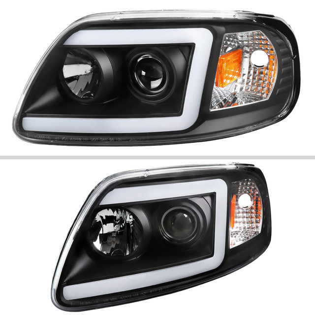 Spec-D Tuning F-150 Projector Headlights w/ LED C-Bars - Black Housing, Clear Lens (1997-2003) - Image Spec-D Tuning F-150 Projector Headlights w/ LED C-Bars - Black Housing, Clear Lens (1997-2003) - Image